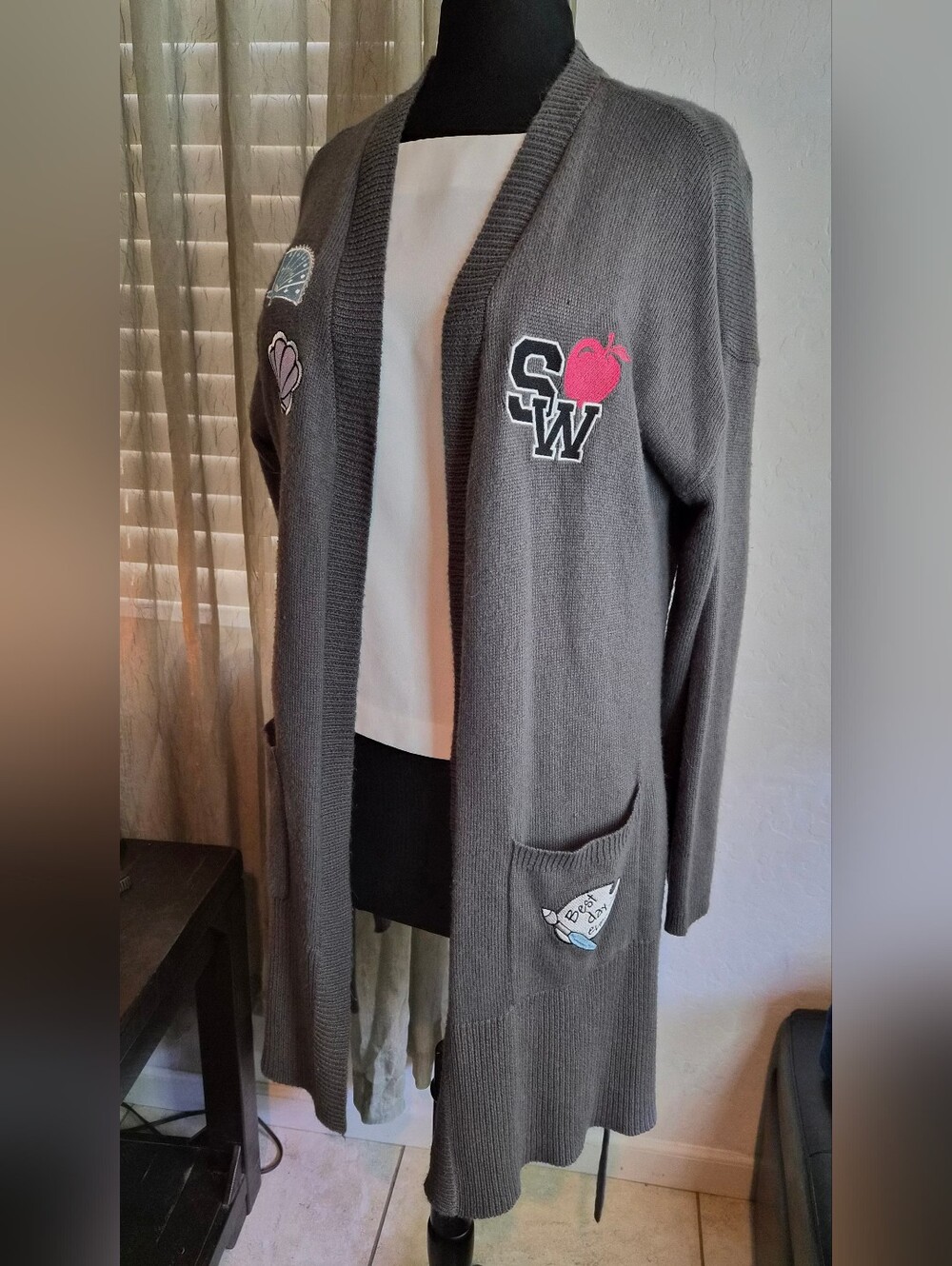 Torrid Disney Gray Long Patch Pocket Fuster Cardigan Sweater #0399